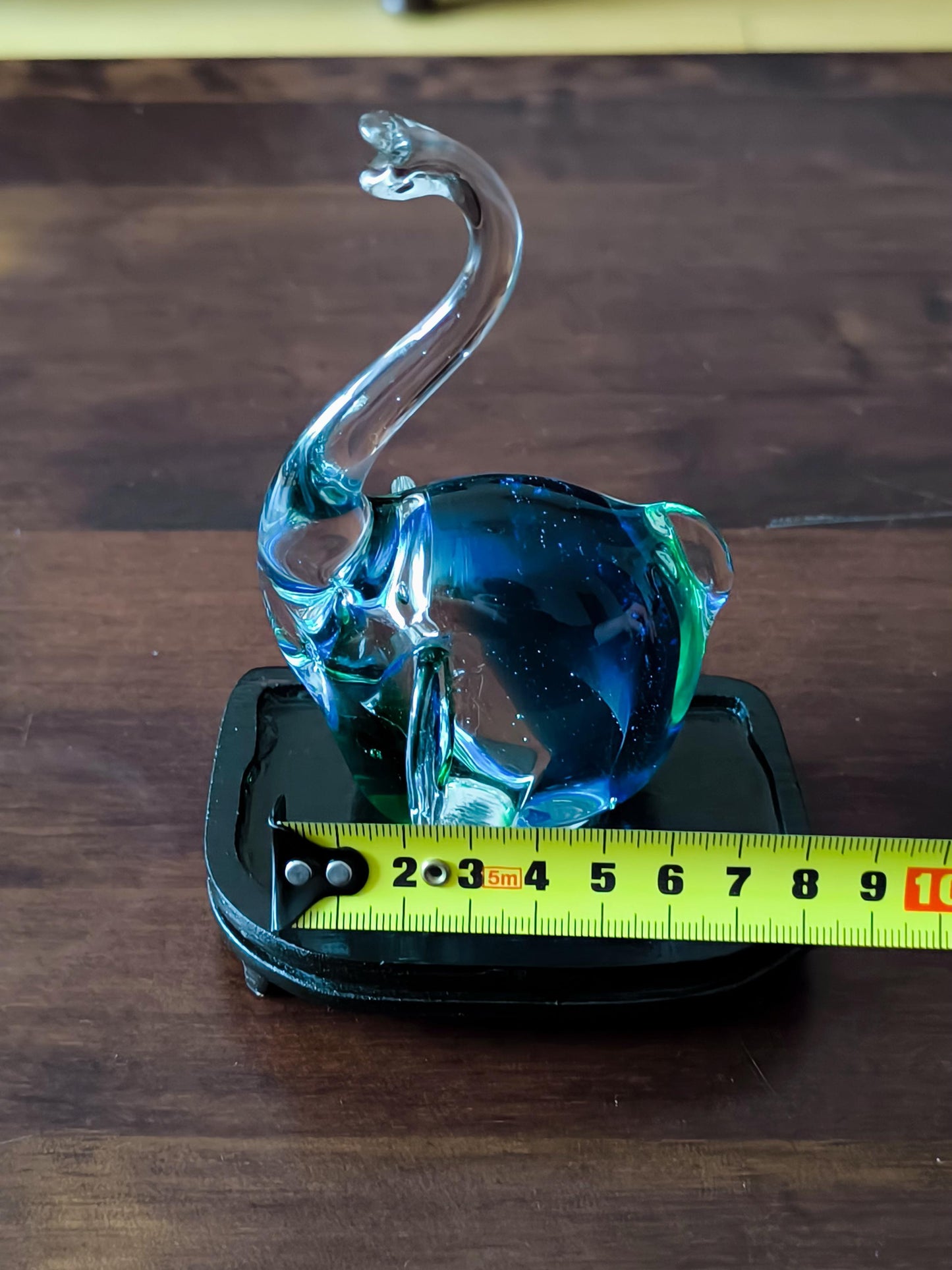 Original Murano Blue and Green Crystal Glass Elephant Sculpture, 1980