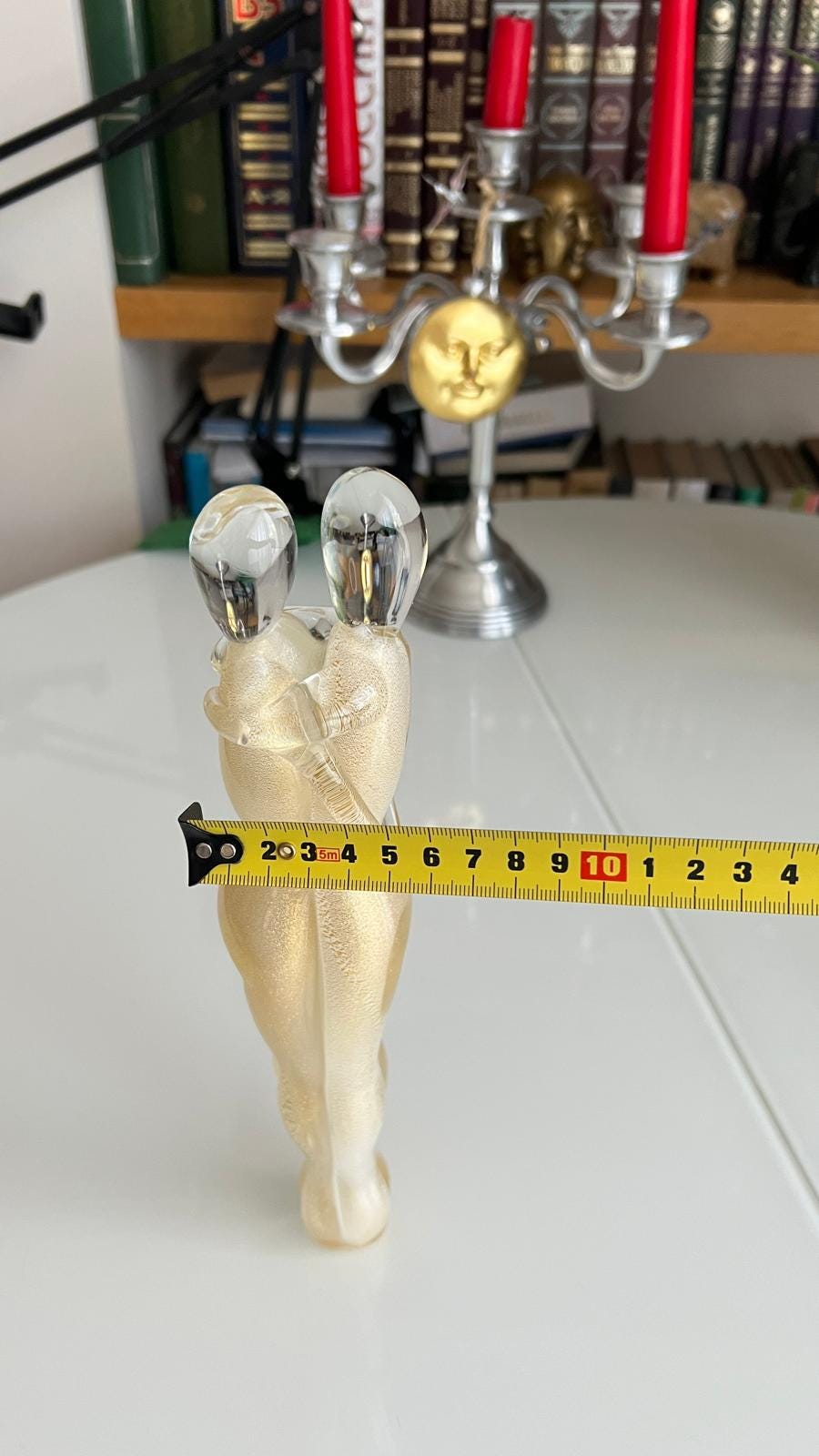 Murano Glass Sculpture "The Lovers", Gold Leaf Italy 1980