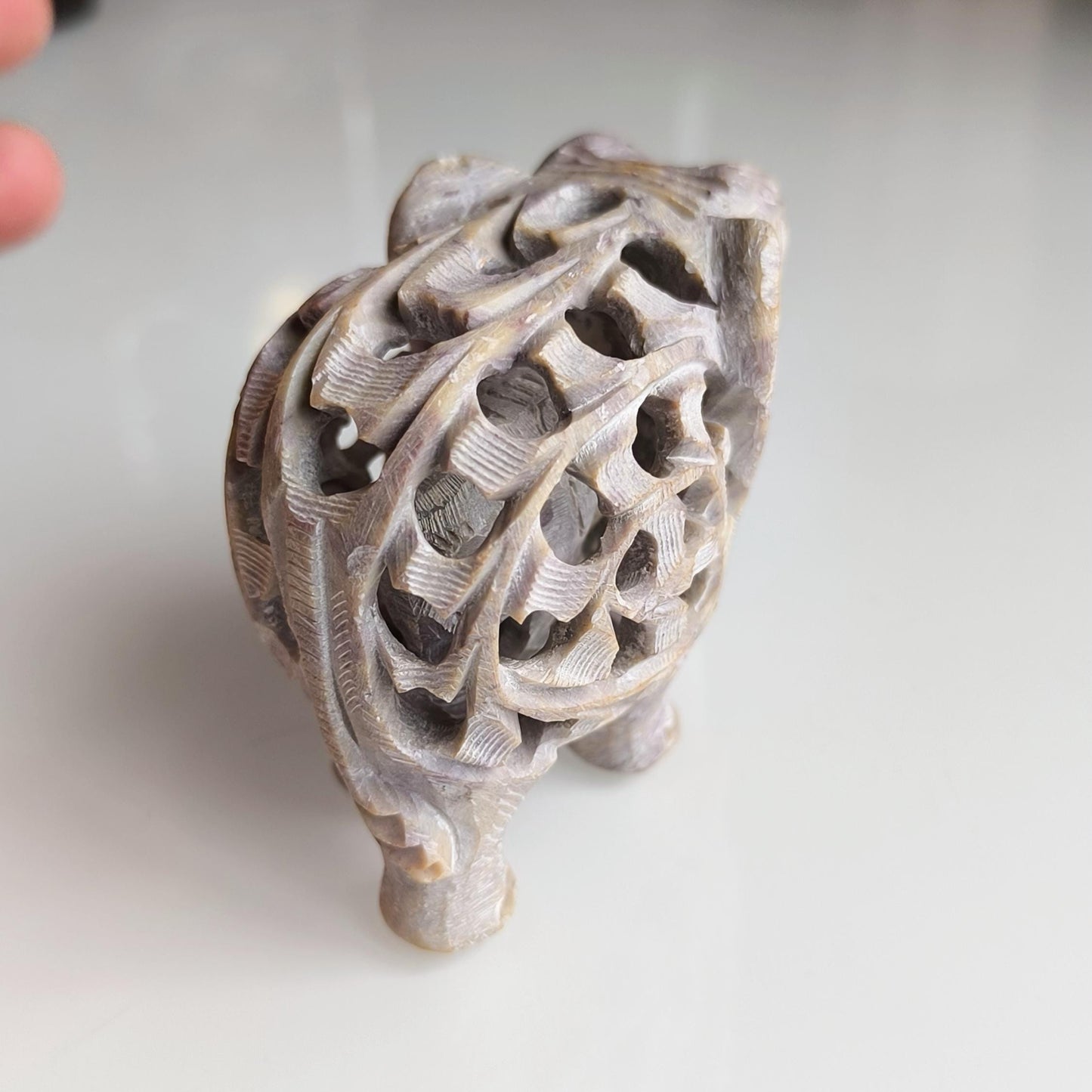 Gray Stone Elephant Statue With a Baby Elephant Inside, Handmade 1980s