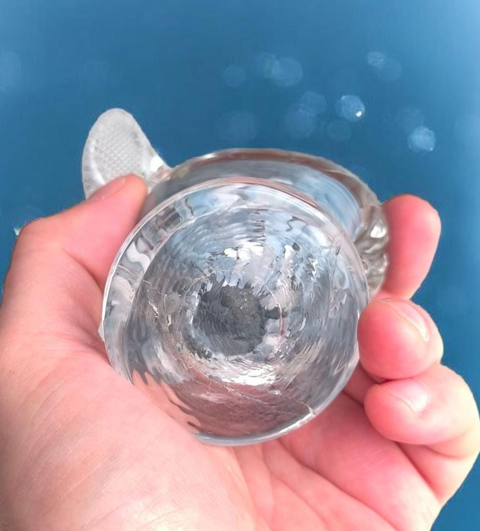 Original Murano Blue Crystal Elephant Sculpture with Raised Trunk 1980s