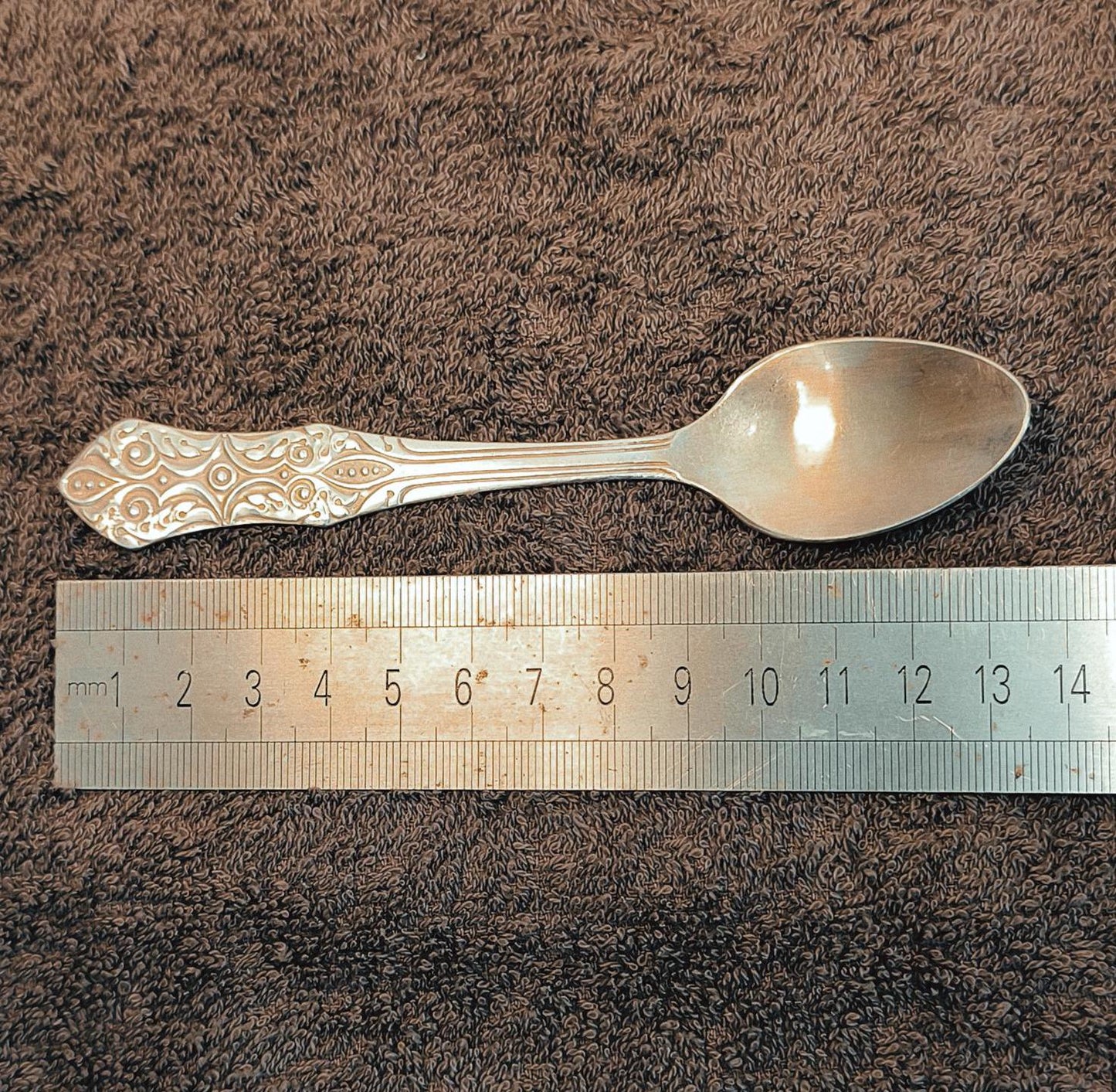 Set of 6 Melchior Silver-Tone Teaspoons with Ornamental USSR 1970s