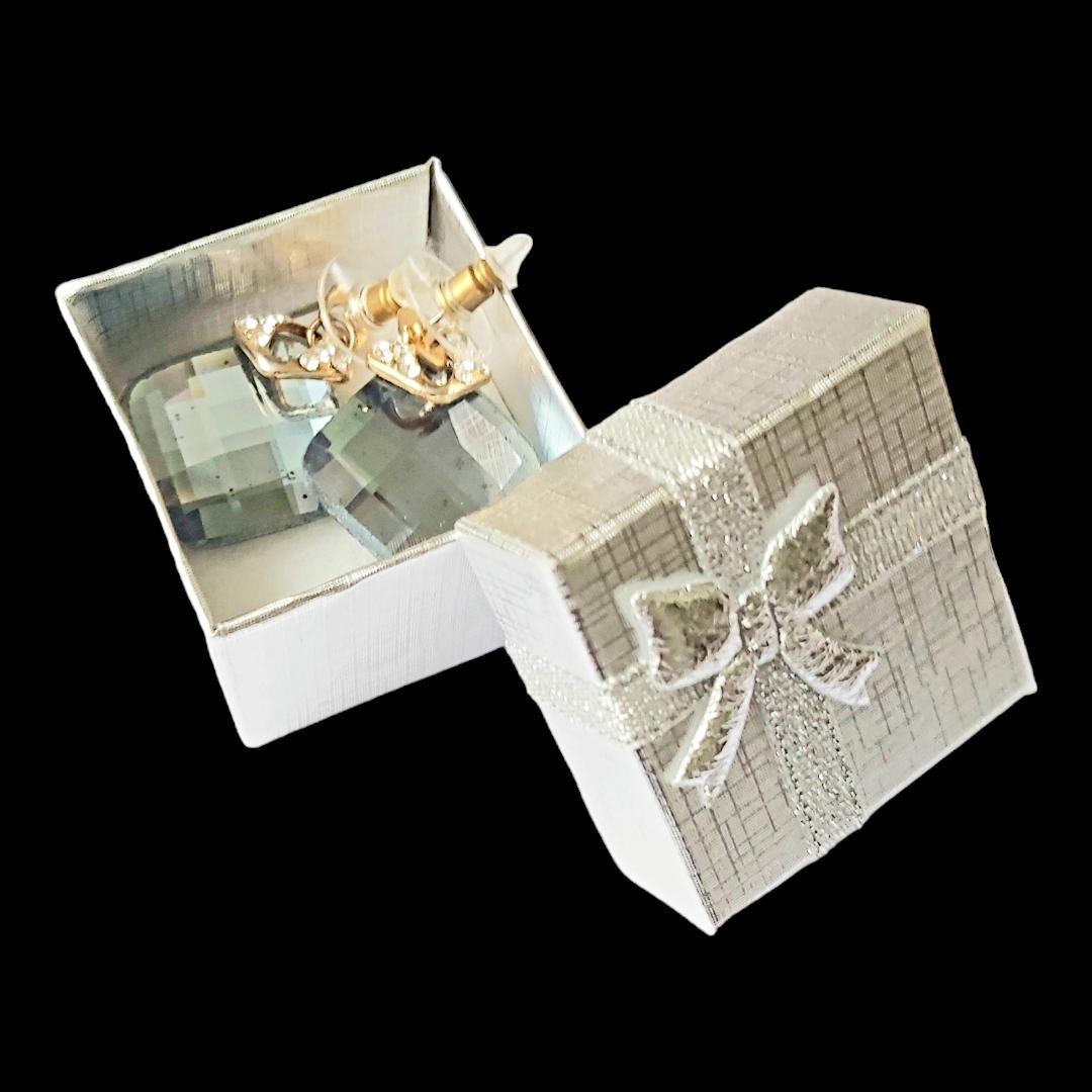 Blue Swarovski Crystal & Diamond Imitation 14K Gold-Plated Vintage Stud Earrings 2000s,