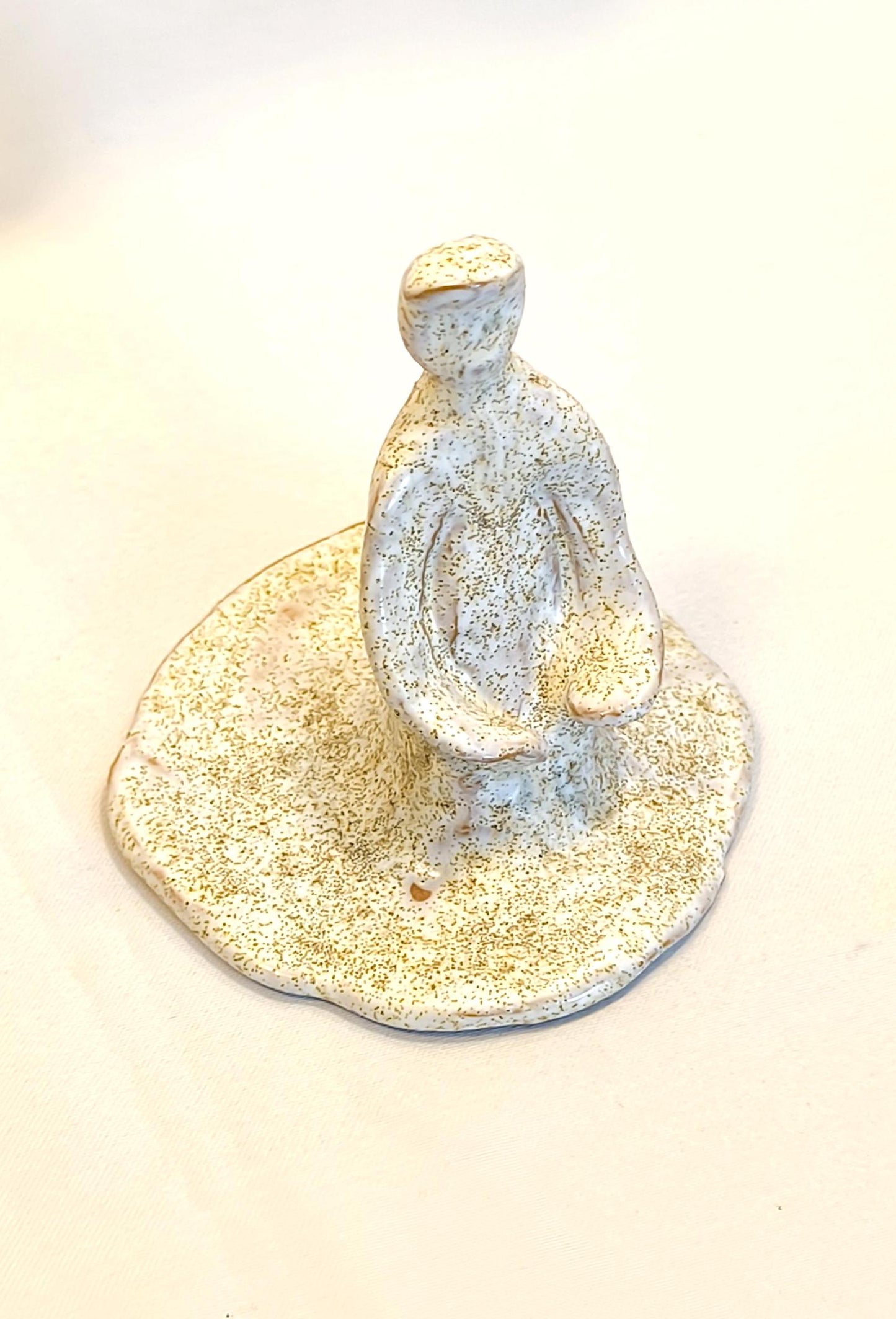 Handmade Glazed Clay Human Figure Sculpture: Abstract Art, 1990s