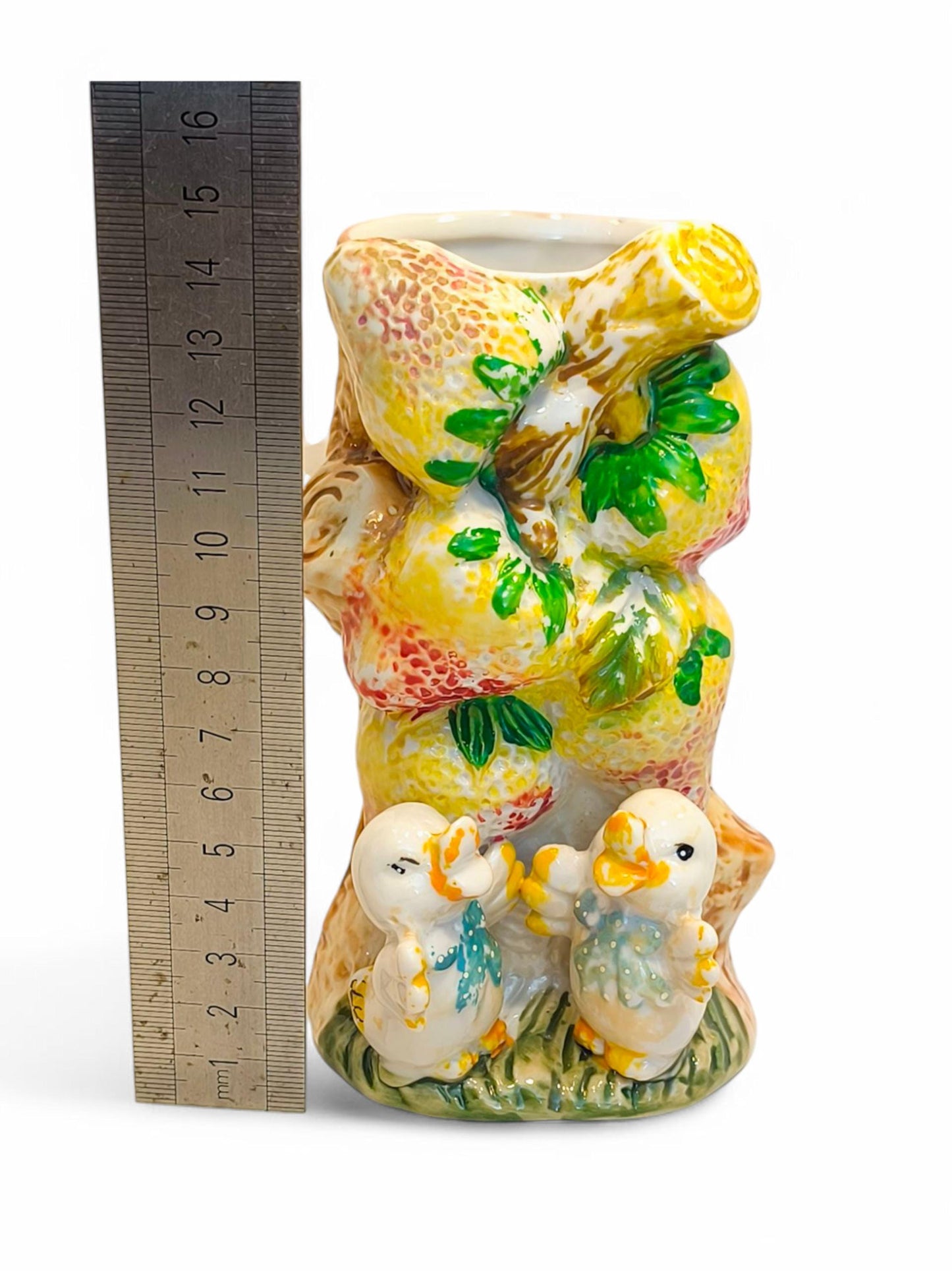 Vintage Handmade Vase with Two Ducklings, USSR 1970s