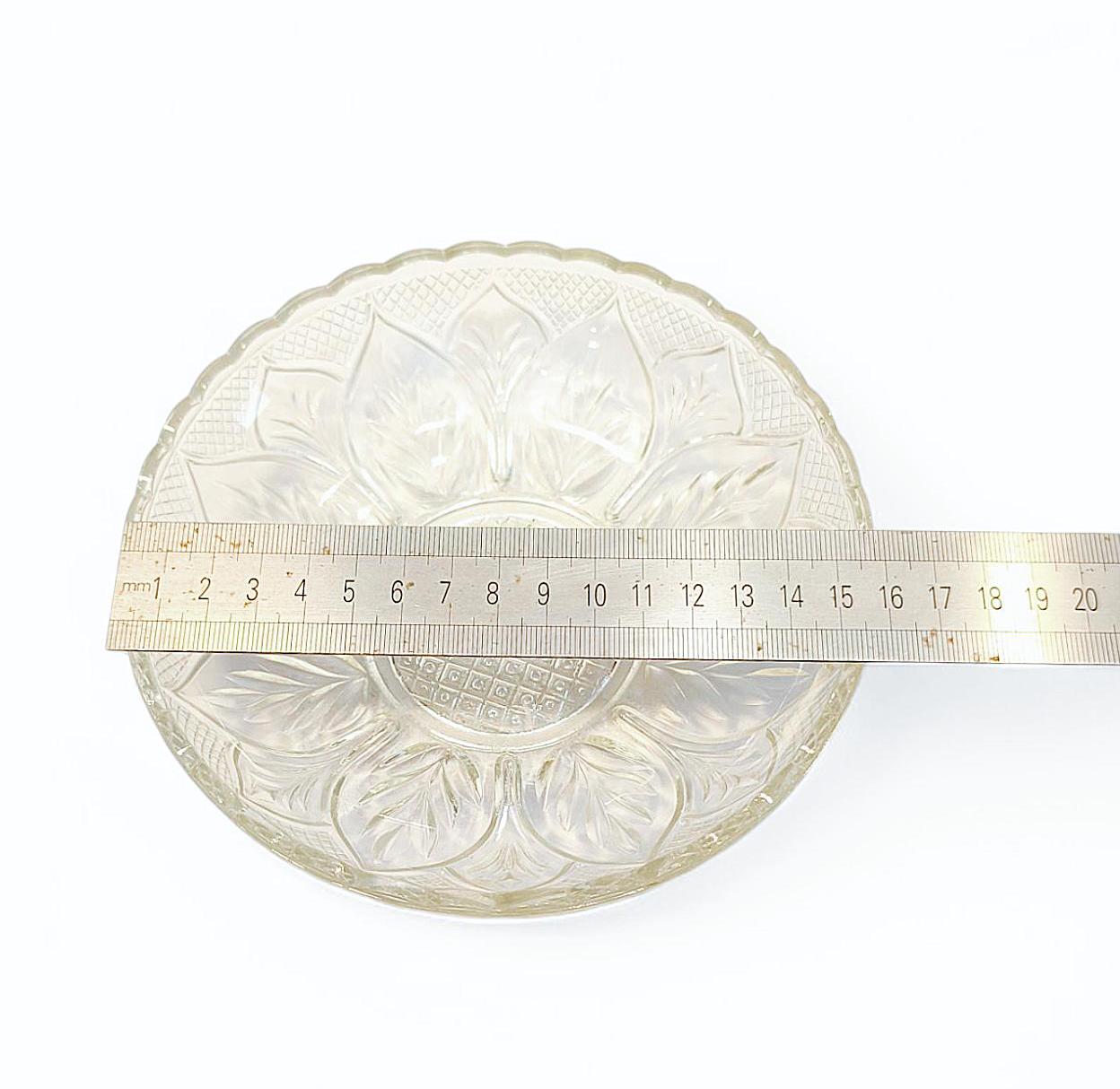 Ribbed Crystal Glass Bowl: Salad, Fruit, Candy Dish