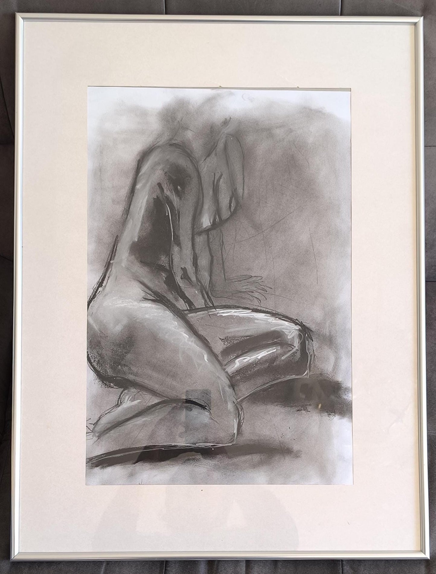 Charcoal Nude Female Drawing Framed 60×80 cm