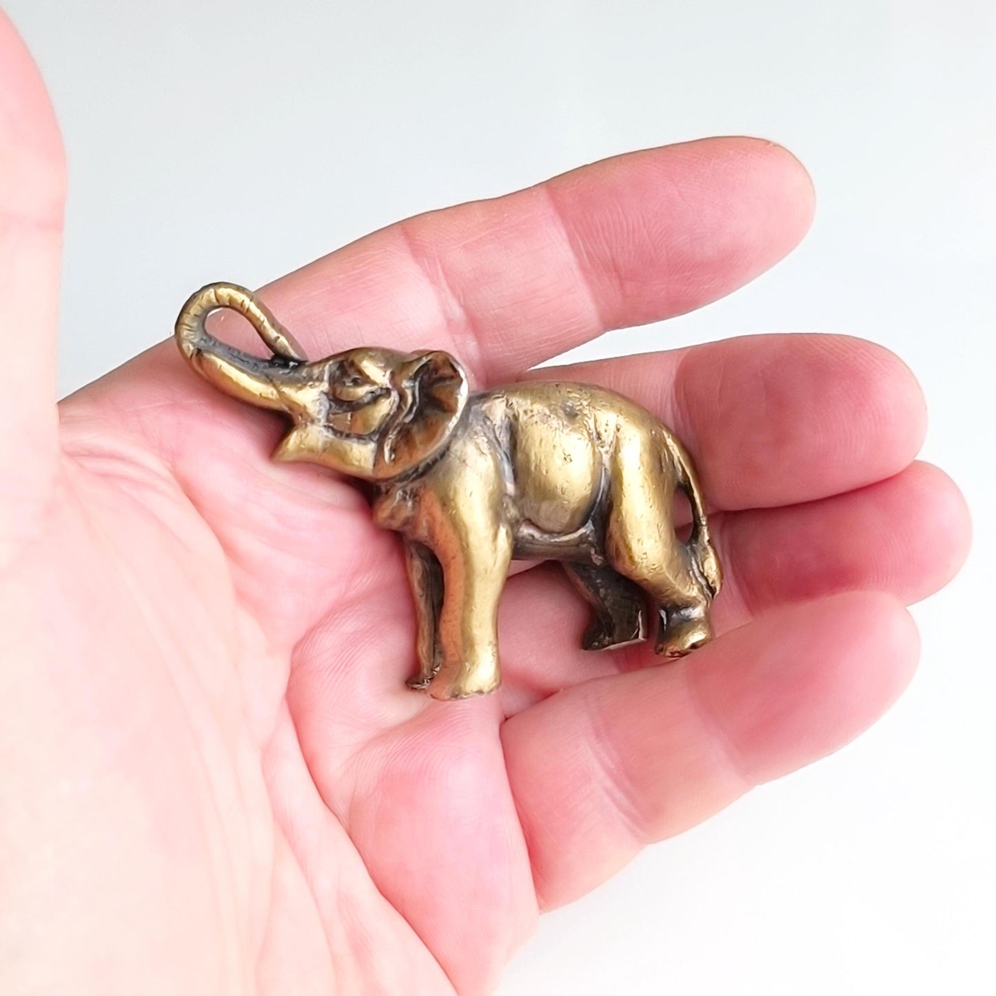 Asian Bronze Elephant Figurine with Raised Trunk, 1980s
