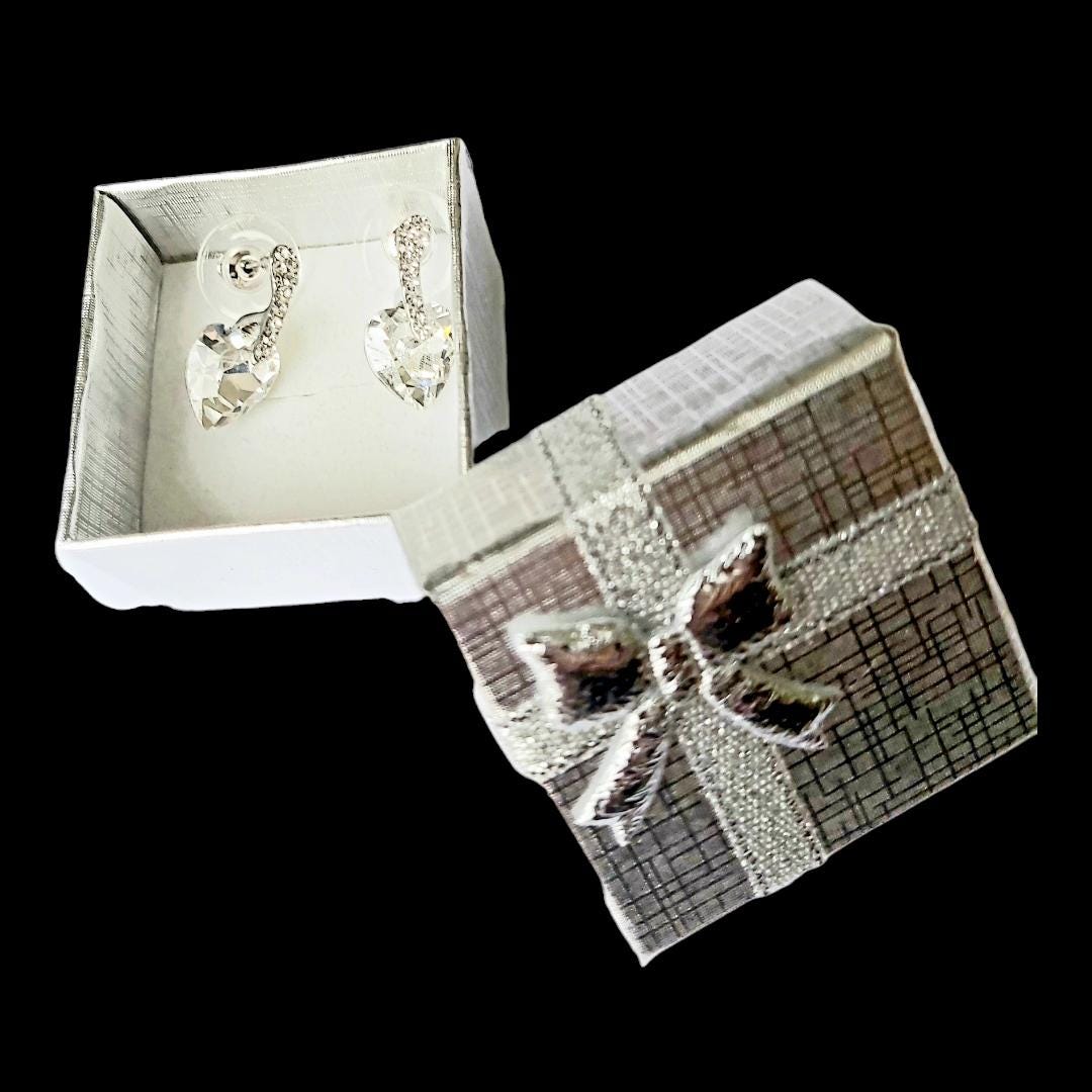 Vintage 14K Gold-Plated Stud Earrings 2000s, White Swarovski Crystal & Diamond Accent