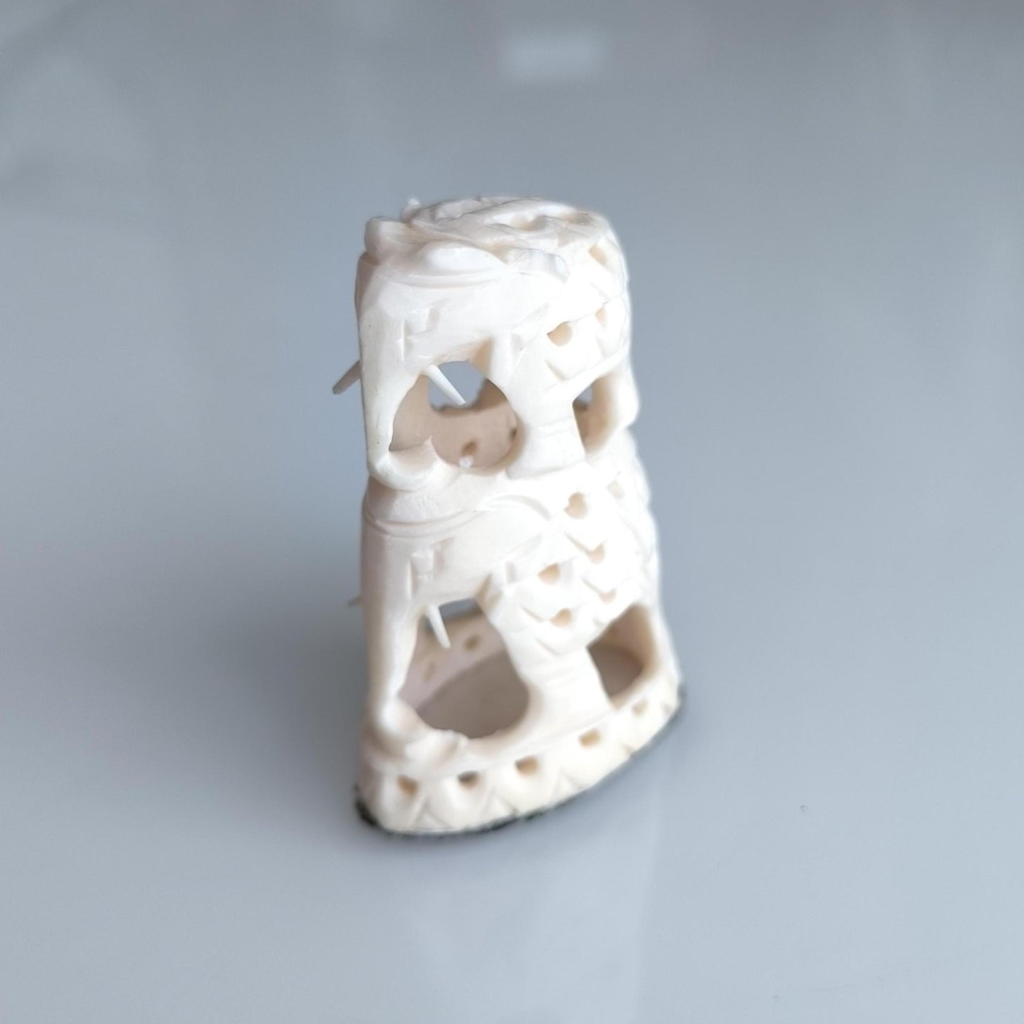 Two Stacked White Elephants Resin Sculpture, Handmade 1980