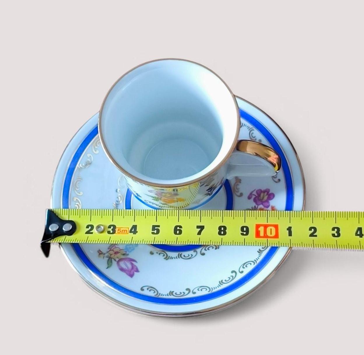 Vintage SPE Eisenberg Porcelain Coffee Cup & Saucer, Gilded, Made in GDR, 1970s