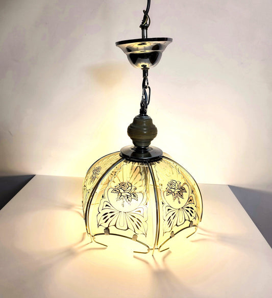 80s Hanging Pendant Light, Vintage Lamp Fixture