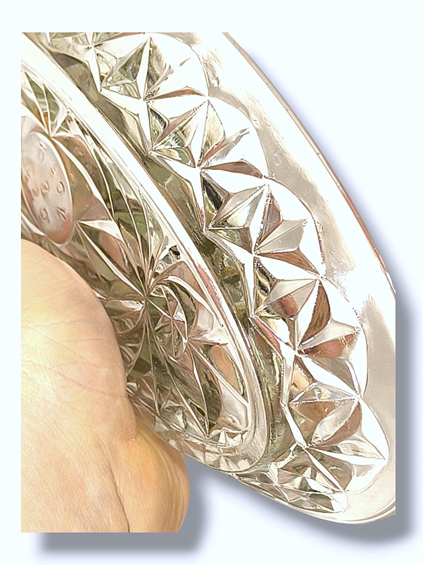 Serving Dish Clear Glass Crystal Salad Bowl or Herring Platter 1970s