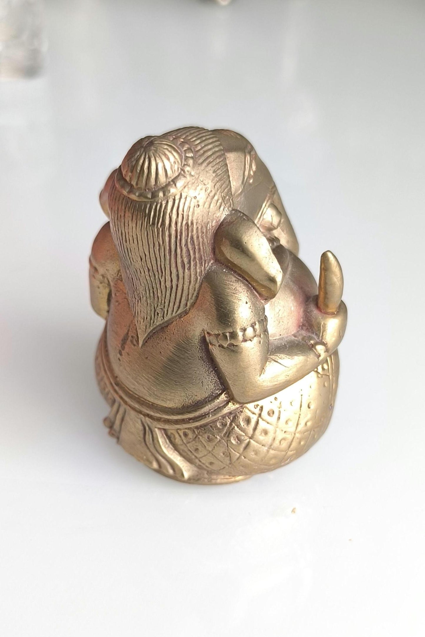 Bronze Statue Ganesha in Lotus Position, Hindu Deity Statue, 1980s