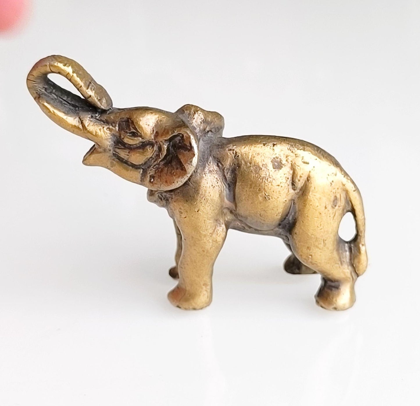 Asian Bronze Elephant Figurine with Raised Trunk, 1980s