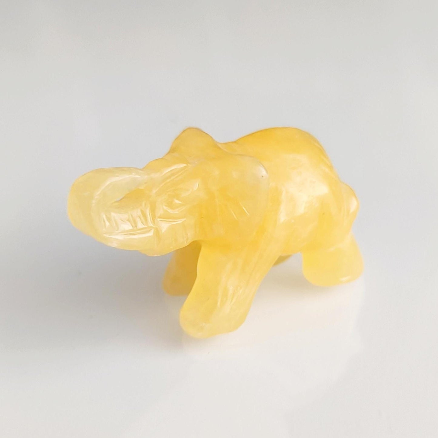 Yellow Stone Elephant Raised Trunk Small Asian Handmade 2000s