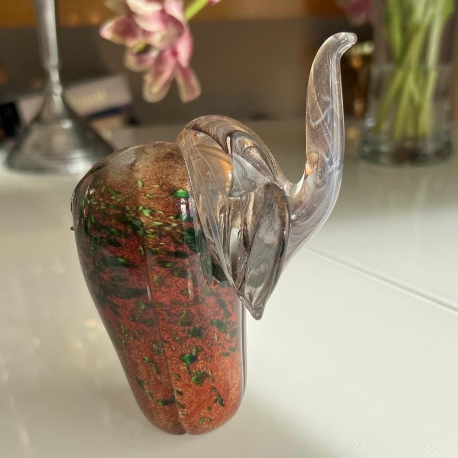 Glass Elephant MTARFA Malta Color Sculpture 1980