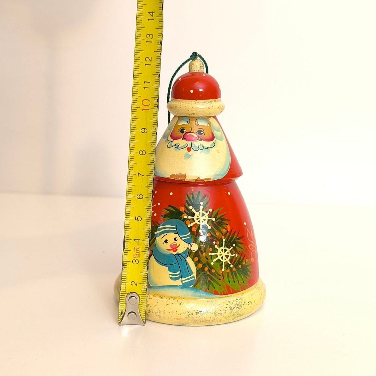 Handmade Christmas Tree Decoration, Antique Wooden Toy Santa Claus