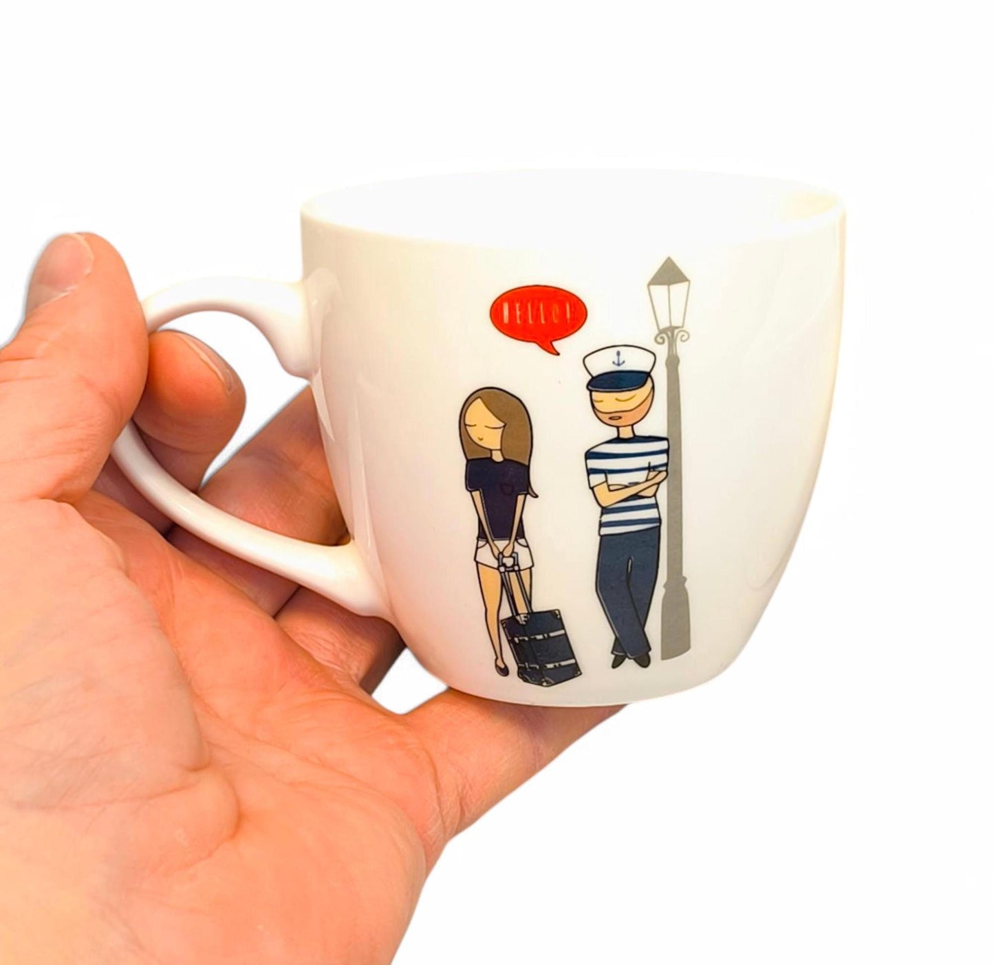 Set of Two Croatian Porcelain Cups with Captain’s Love Adventures, 2000s