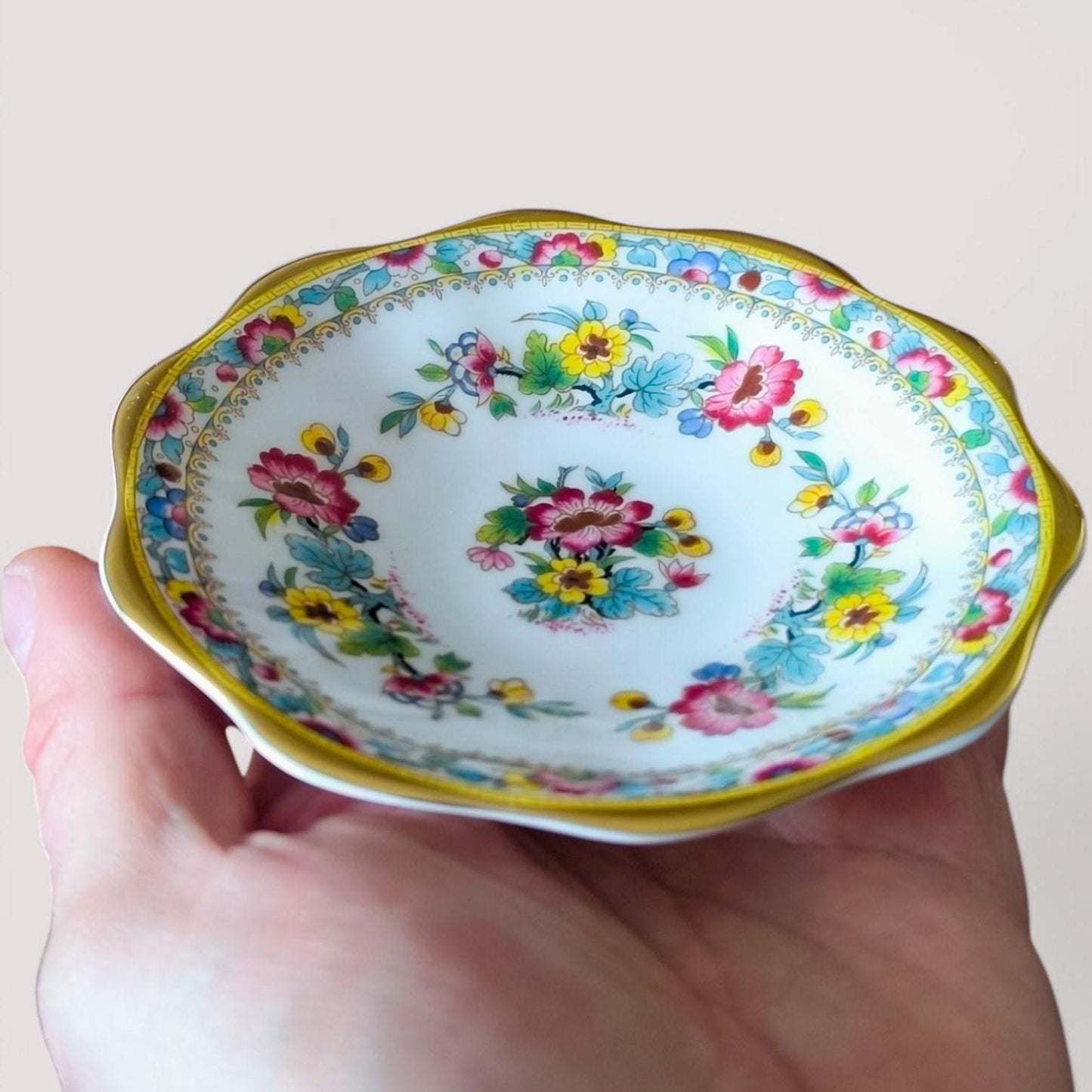 Vintage Coalport Bone Tea Cup & Saucer, Ming Rose Floral, England 1960s