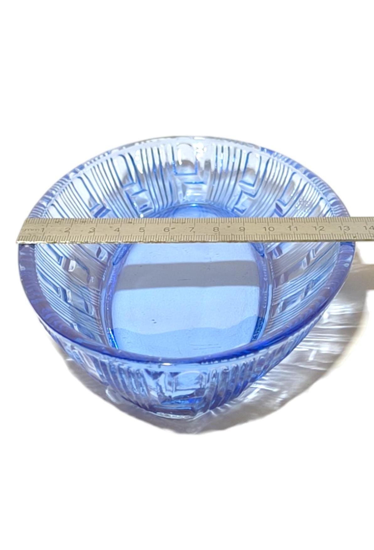 Light Blue Glass Serving Dish, 1970s, Salad Bowl or Herring Platter