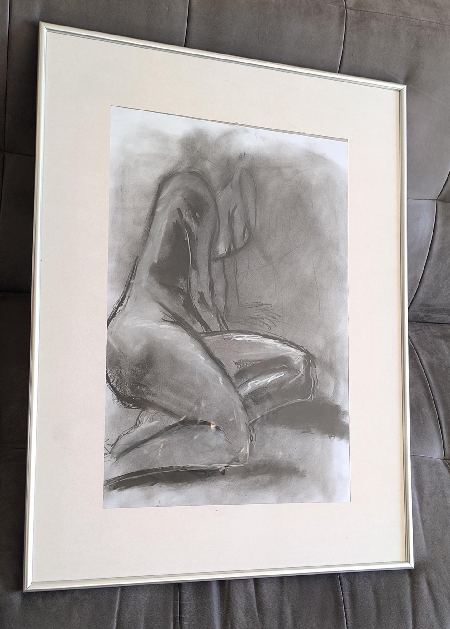 Charcoal Nude Female Drawing Framed 60×80 cm