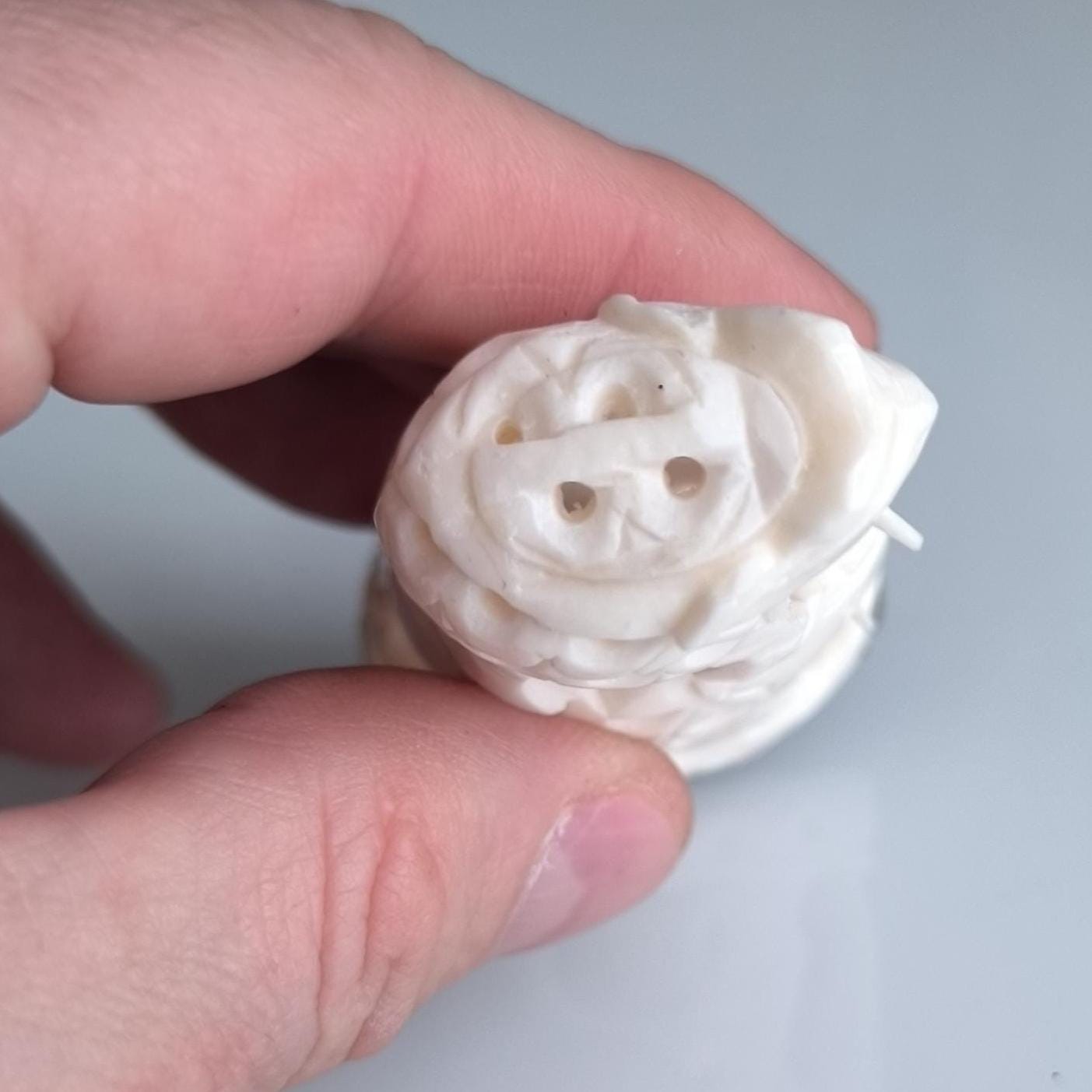 Two Stacked White Elephants Resin Sculpture, Handmade 1980