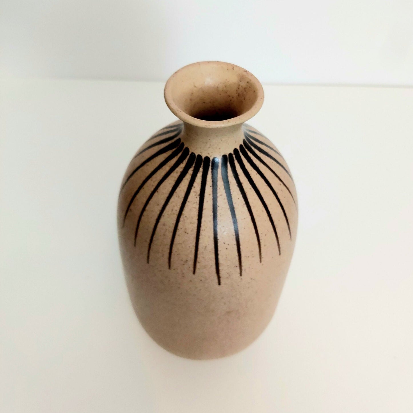 Scandinavian Ceramic Vase: Hazel Striped Pottery