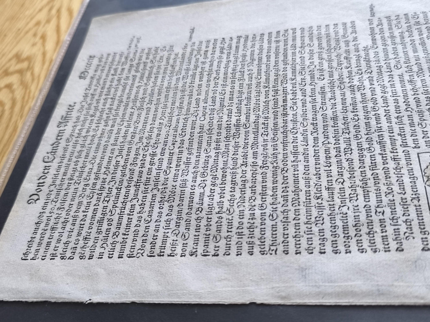 Woodcut Page from Münster’s Cosmographia, Double-Sided, ca. 1580