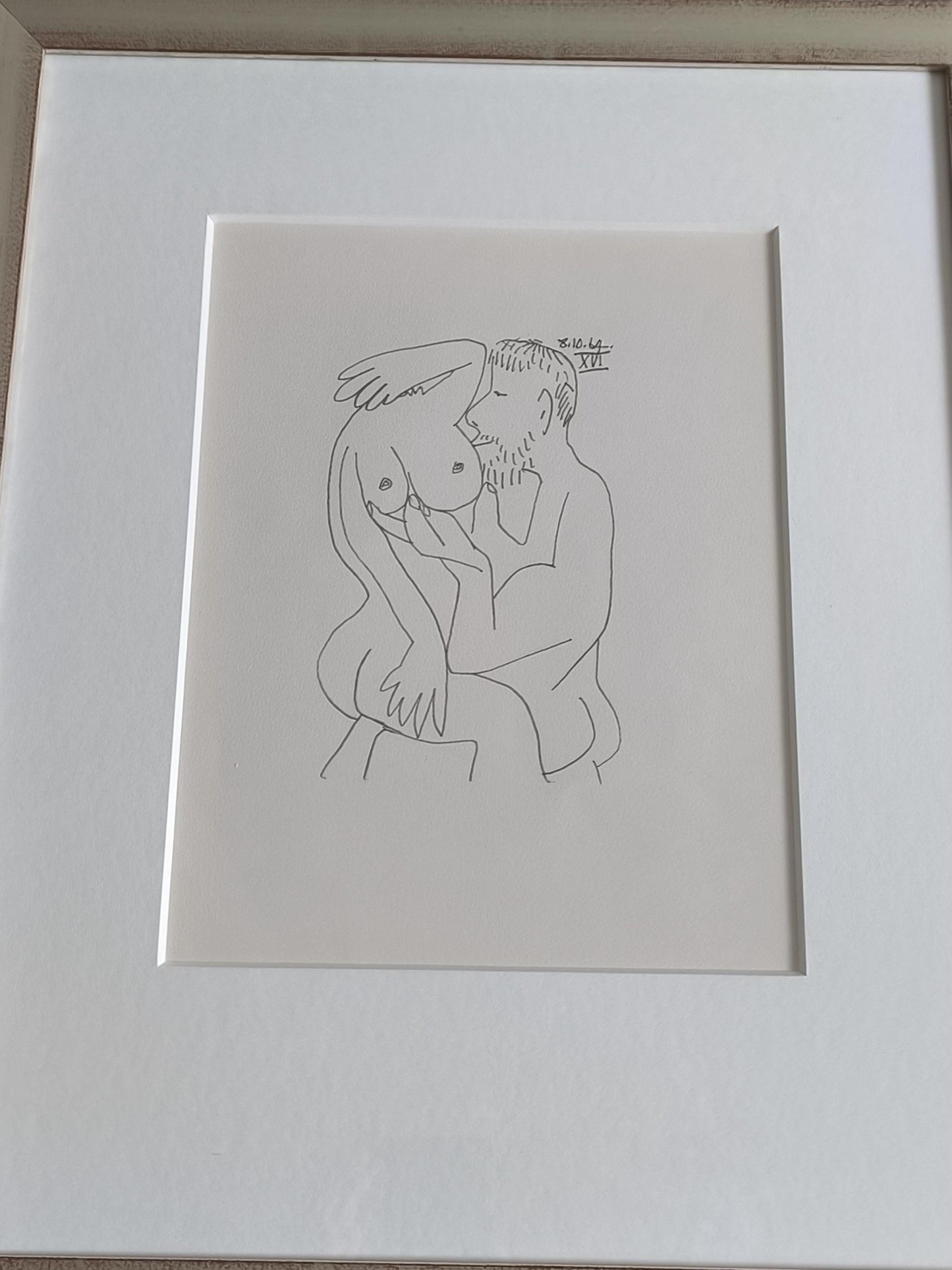 Pablo Picasso Lithograph 2 No.198/666, "Le Gout du Bonheur", Arches Paper 1964, Framed