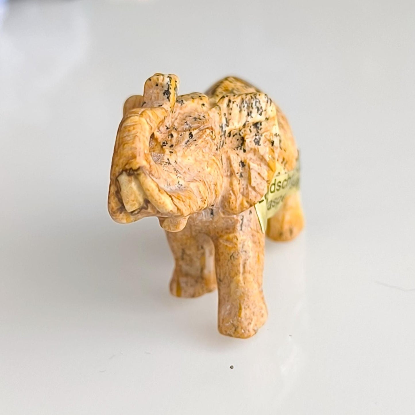 Light Brown Stone Elephant Raised Trunk Asian Handmade 2000s