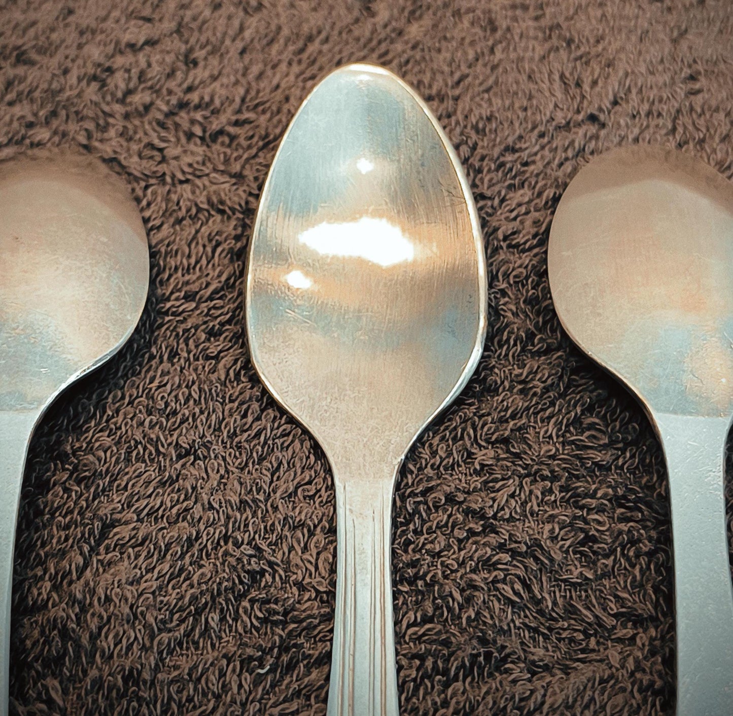 Set of 6 Melchior Silver-Tone Teaspoons with Ornamental USSR 1970s