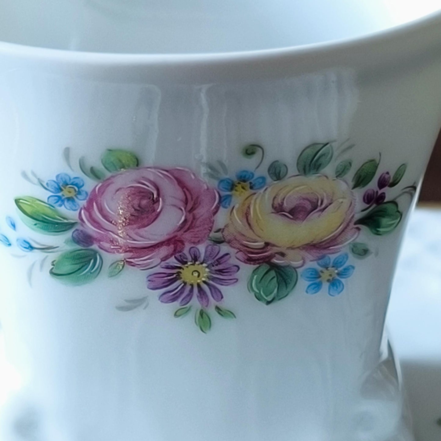 Vintage Gerold Tettau Bavaria Mocha Espresso Cup & Saucer, Floral Porcelain, 1960-1993
