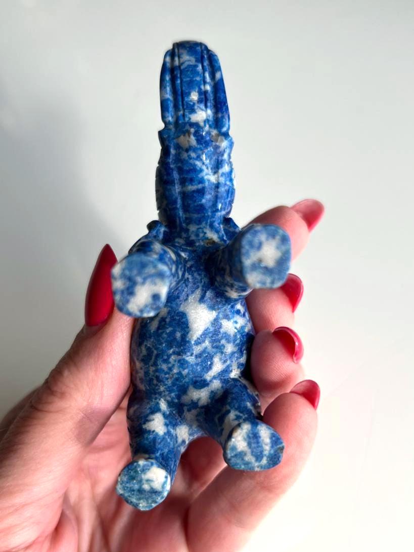 Lapis Lazuli Elephant Figurine Hand Carved 1970s