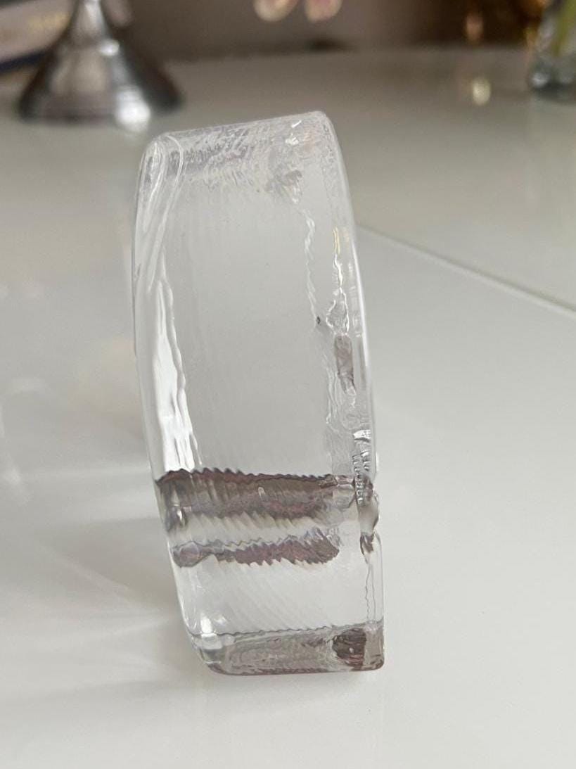 Clear Glass Paperweight Magnet Shape Elephant Figurine Sweden 1990s