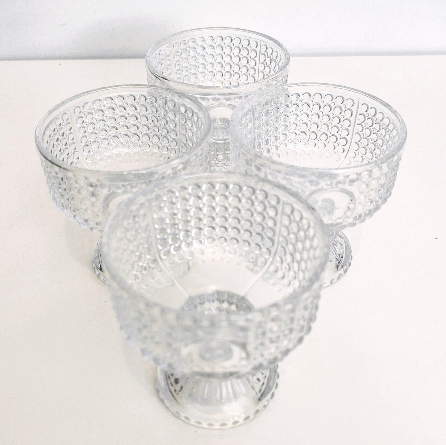 Set of 4 Ice Cream Cups, Pressed Glass Dessert Cups, Designed by Adolf Matura, Libochovice Glassworks, 1970s, Czechoslovakia