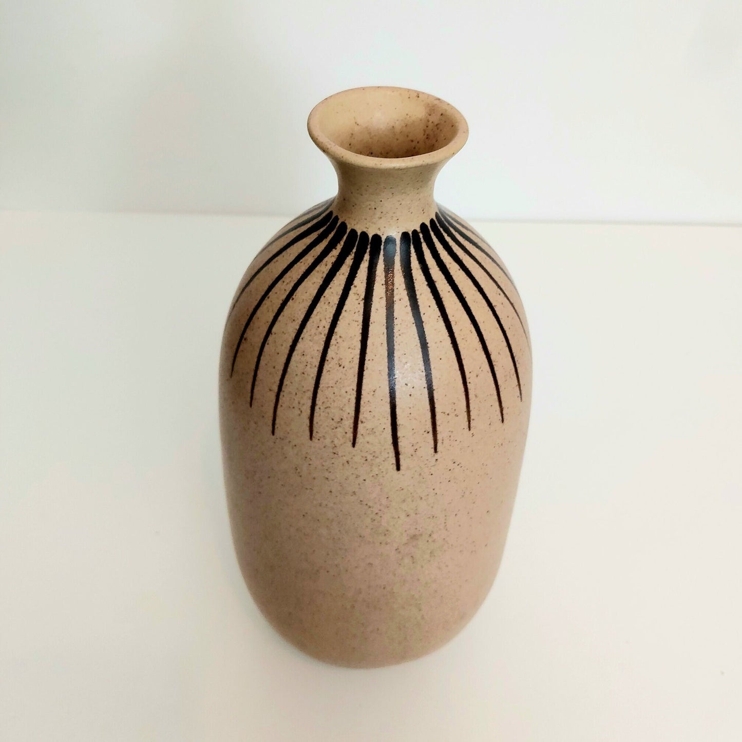 Scandinavian Ceramic Vase: Hazel Striped Pottery