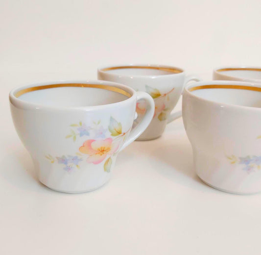 Set of 6 Small Vintage Flower Coffee Espresso Cups, Made in Belarus
