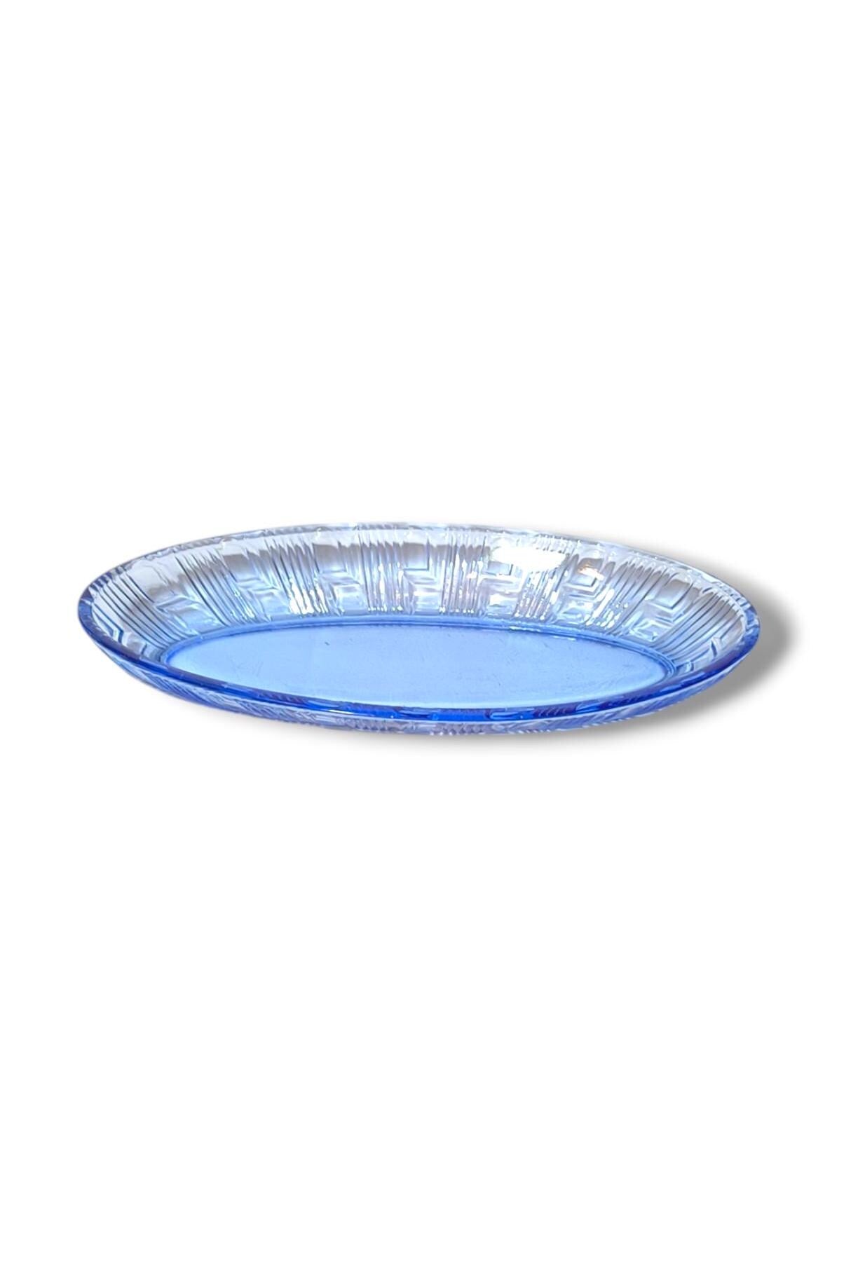 Light Blue Glass Serving Dish, 1970s, Salad Bowl or Herring Platter