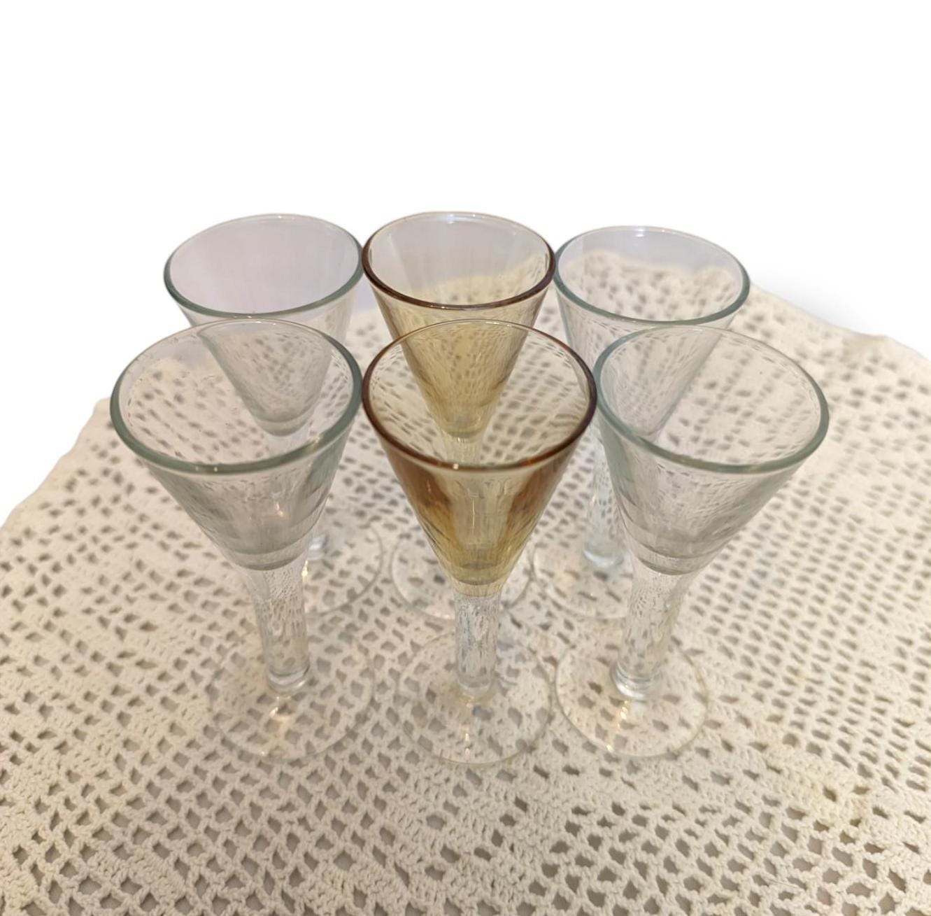 Set of 6 Rare Two-Tone Shot Glasses, 1970s Lithuania, Collectible Cups