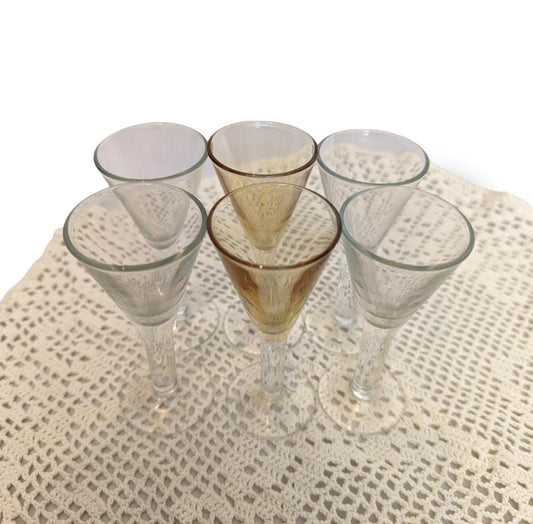 Set of 6 Rare Two-Tone Shot Glasses, 1970s Lithuania, Collectible Cups