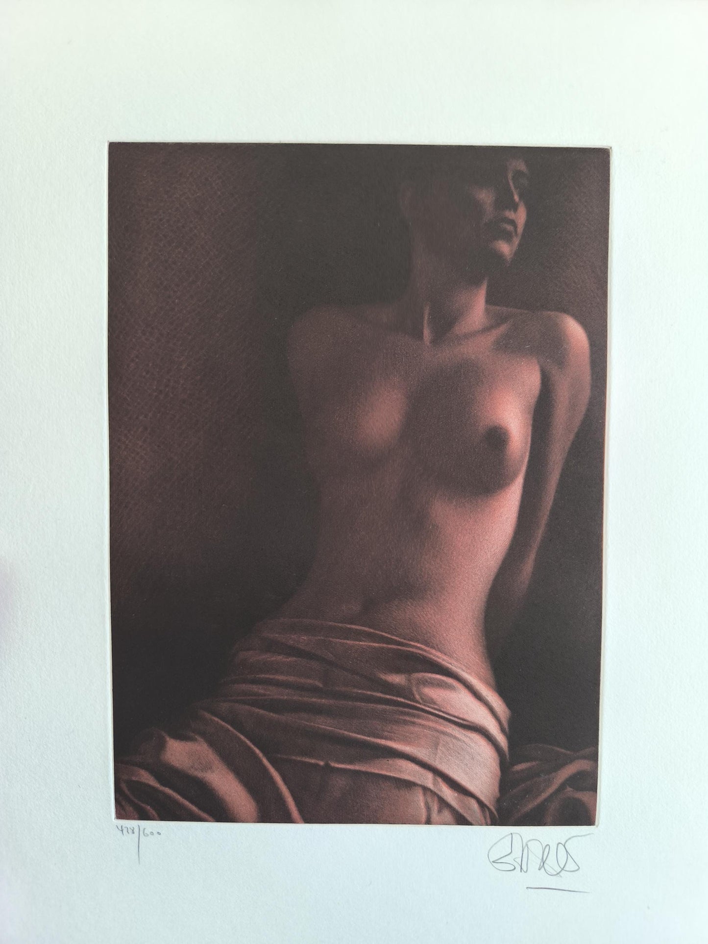 Willi Kissmer Nude Torso Lithograph, "Slender Nude from the Front", Signed, Germany pre-2000