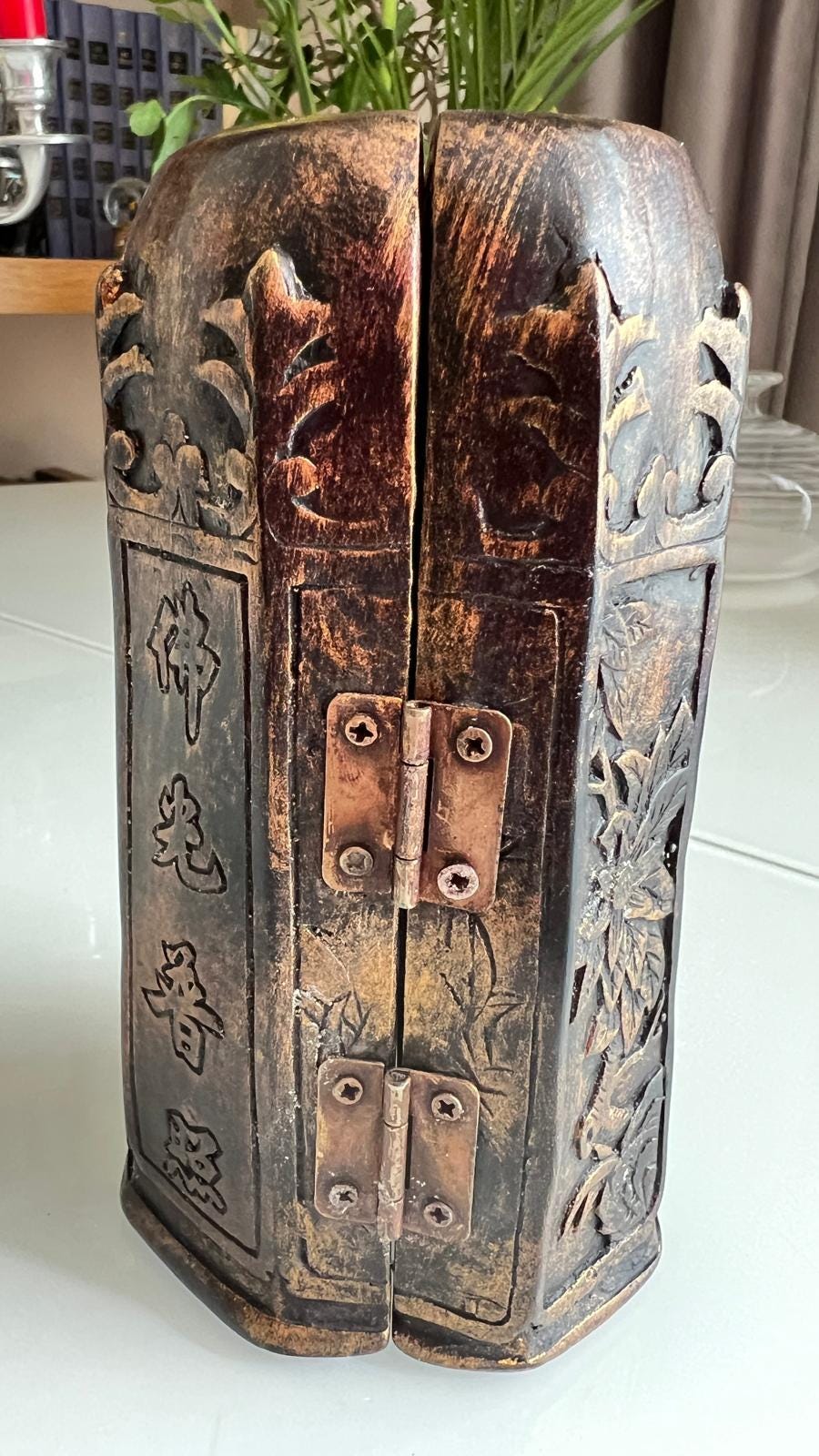Wood Triptych Altar with Buddha Figures 1970s