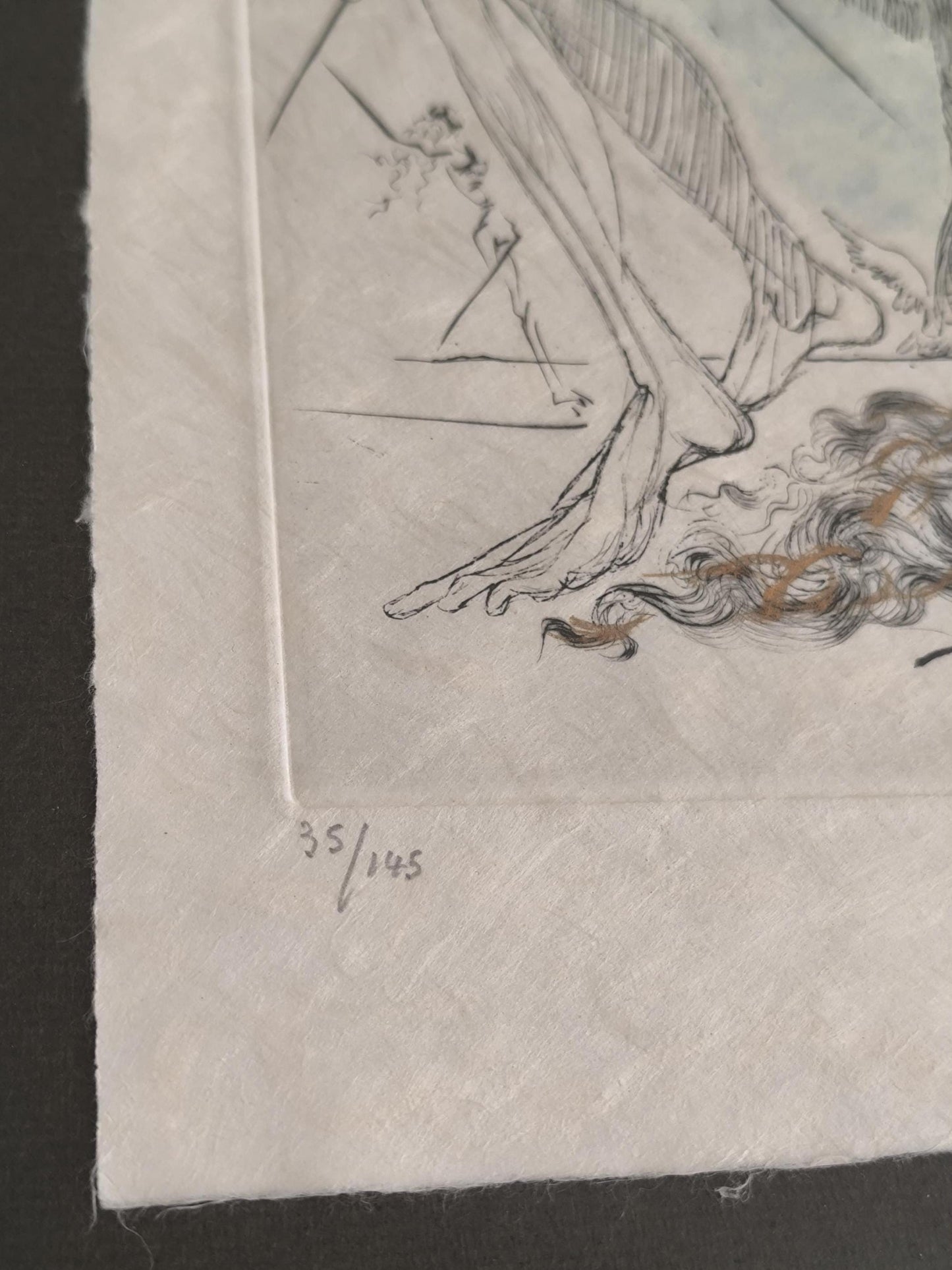 Salvador Dali Woman with Snail Etching Signed Edition 145 Framed