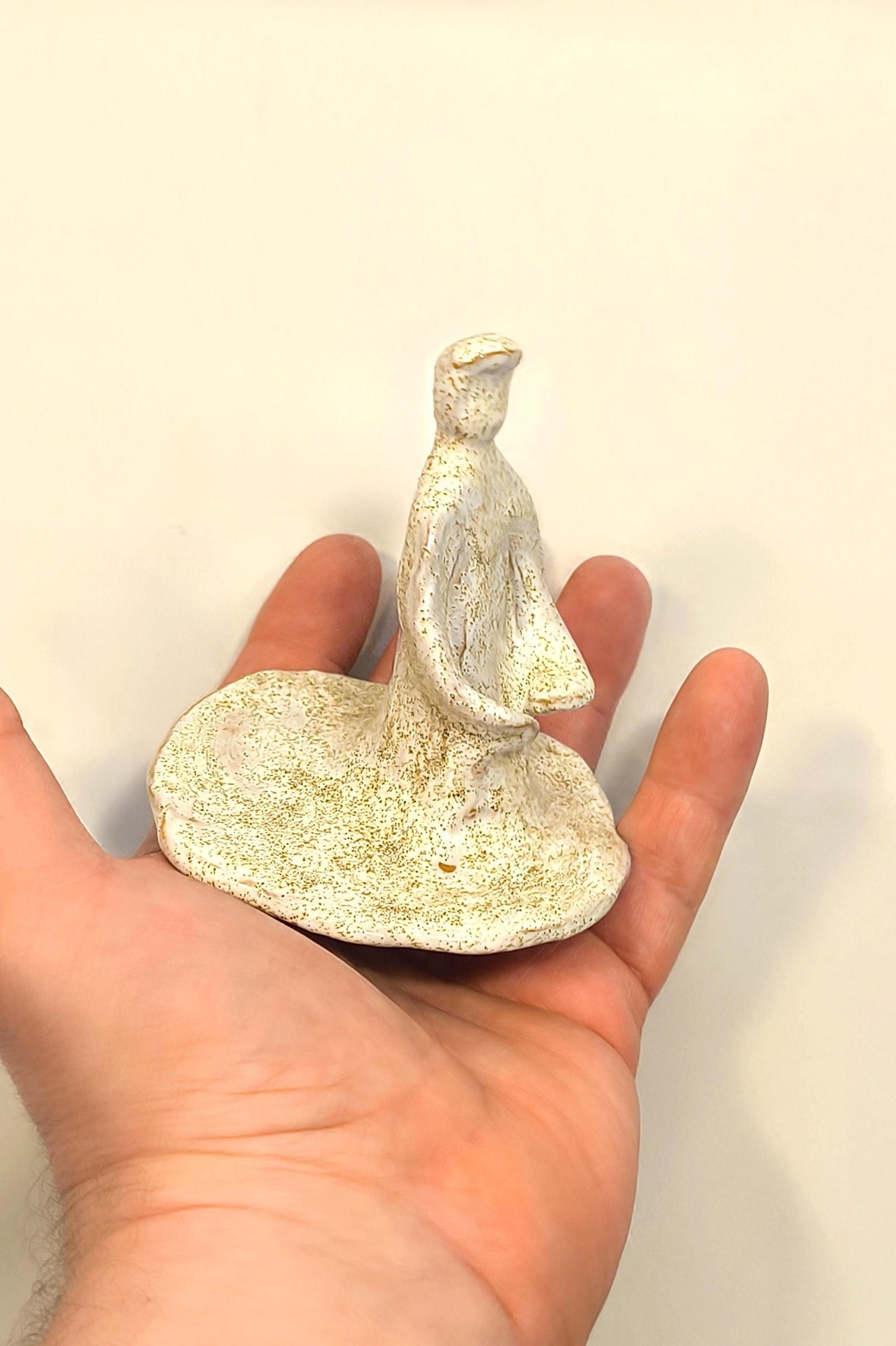 Handmade Glazed Clay Human Figure Sculpture: Abstract Art, 1990s