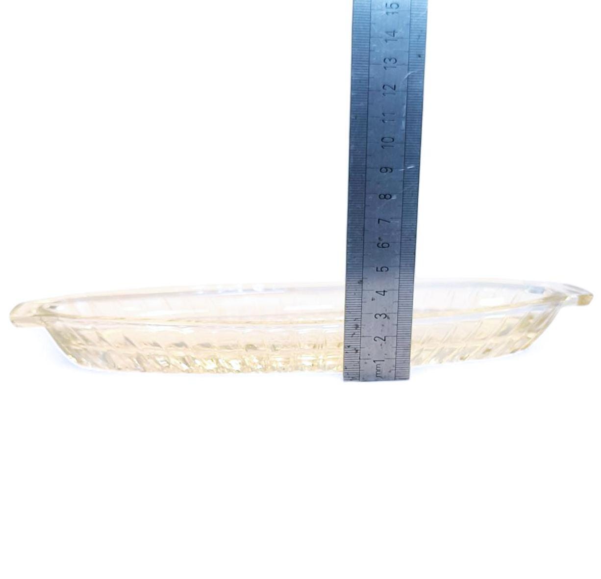 Crystal Serving Dish with Handles, Vintage Clear Glass Salad Bowl or Herring Platter, 1970s