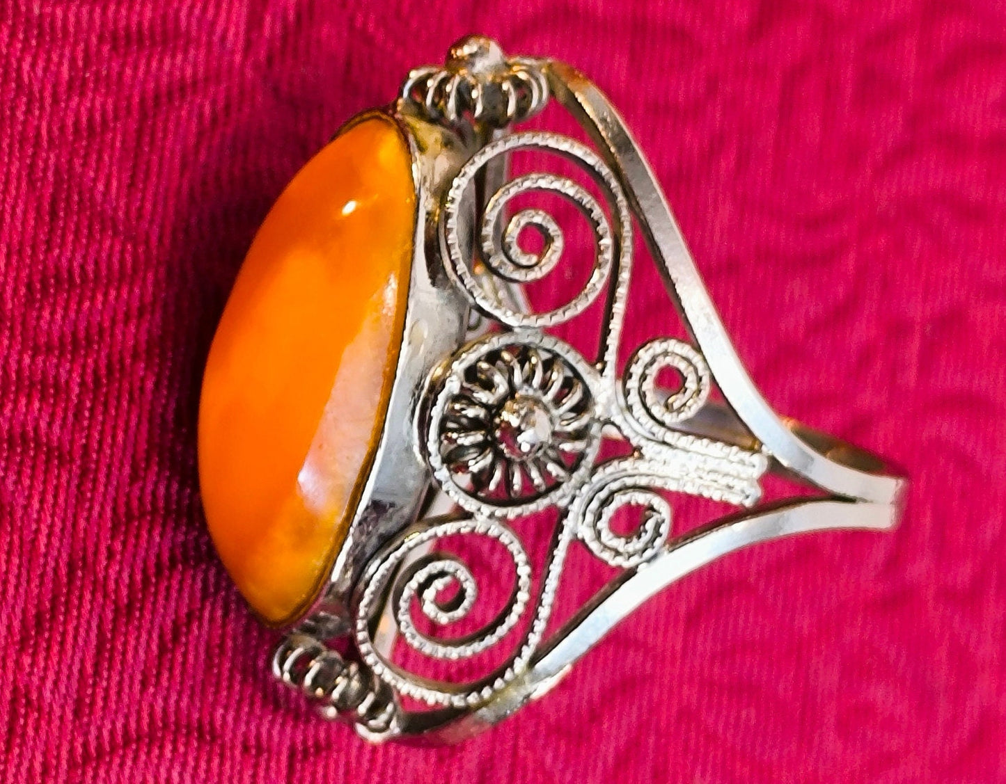 Baltic Amber Ring: Melchior Filigree, Handmade in Lithuania
