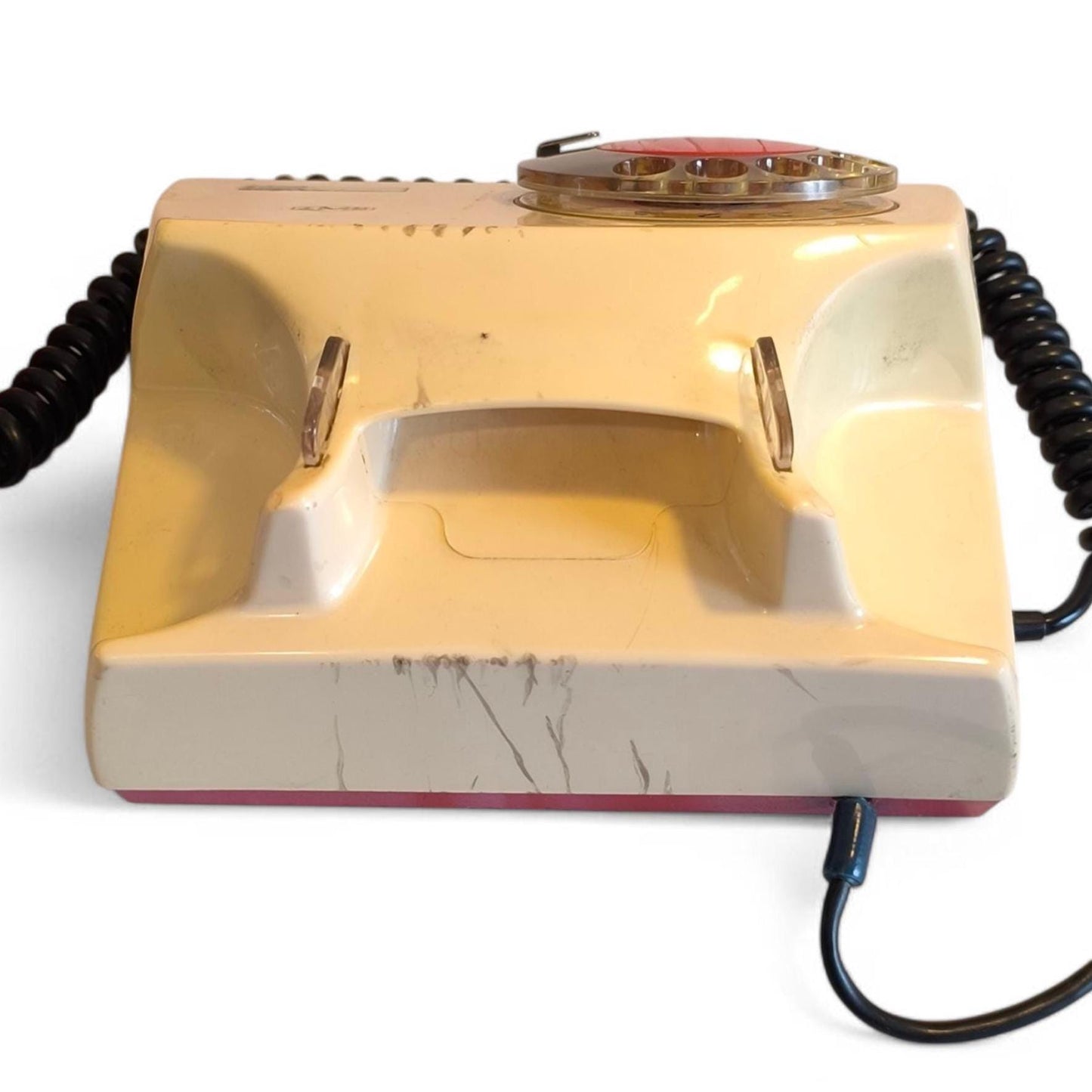 Red & Yellow Fixed-Line Analog Rotary Phone – Telkom RWT Aster 72 (1980)