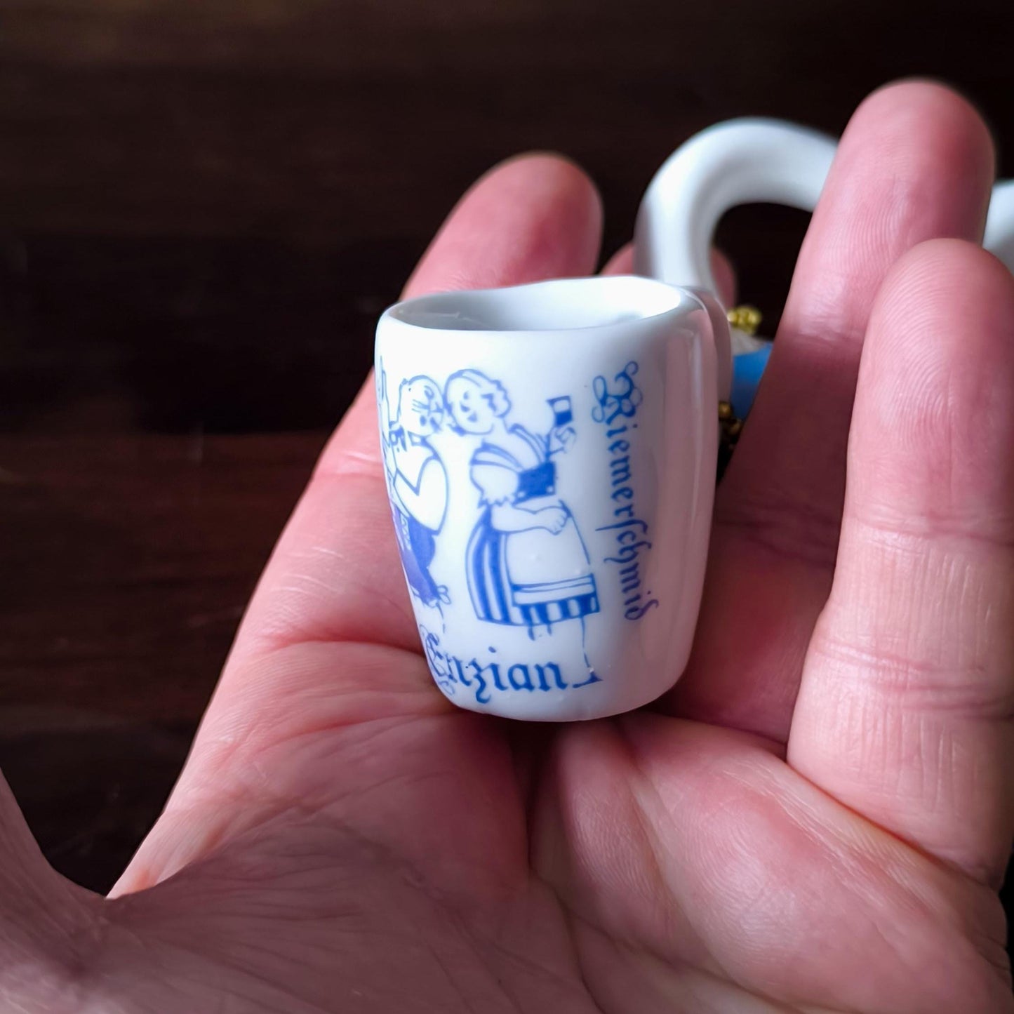 Godjland Mini Porcelain Bottle with Hand-Painted Lily Design & Cup