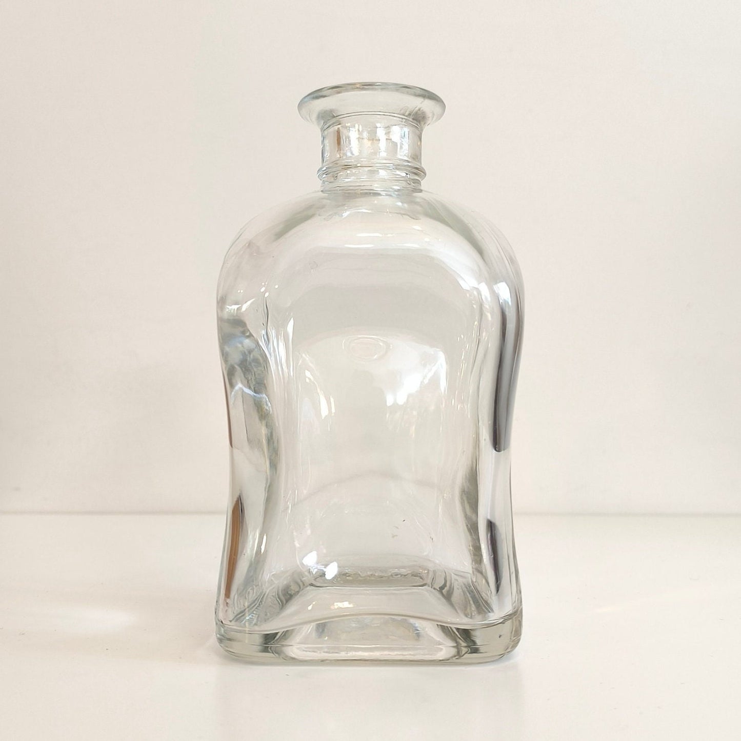 Vinpol Clear Square Glass Bottle: 1970s Retro Decor