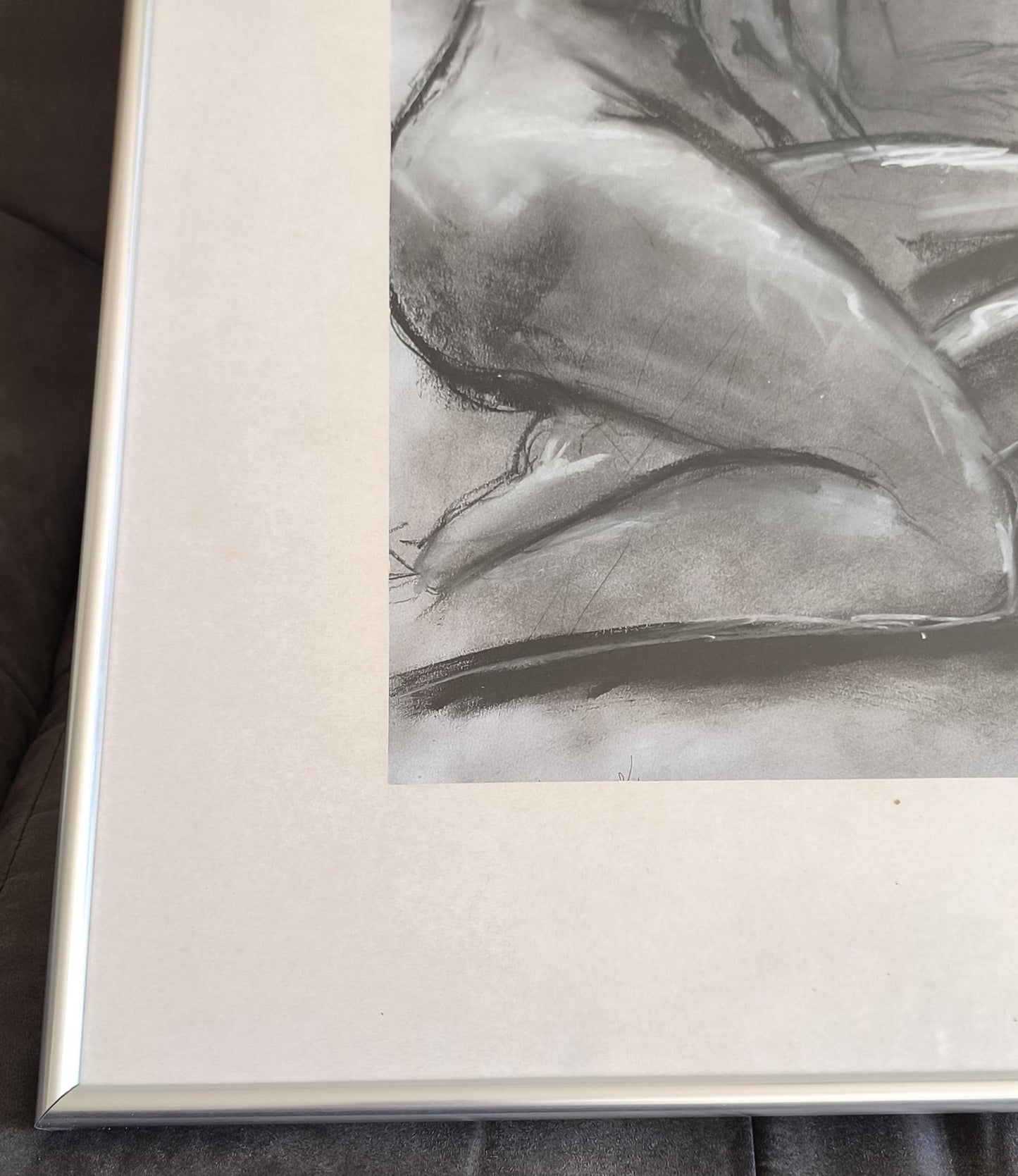 Charcoal Nude Female Drawing Framed 60×80 cm